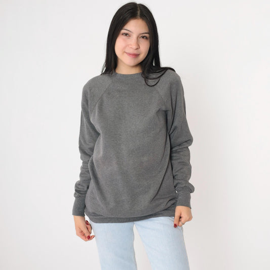 90s Jerzees Crewneck Sweatshirt Heather Grey Raglan Medium