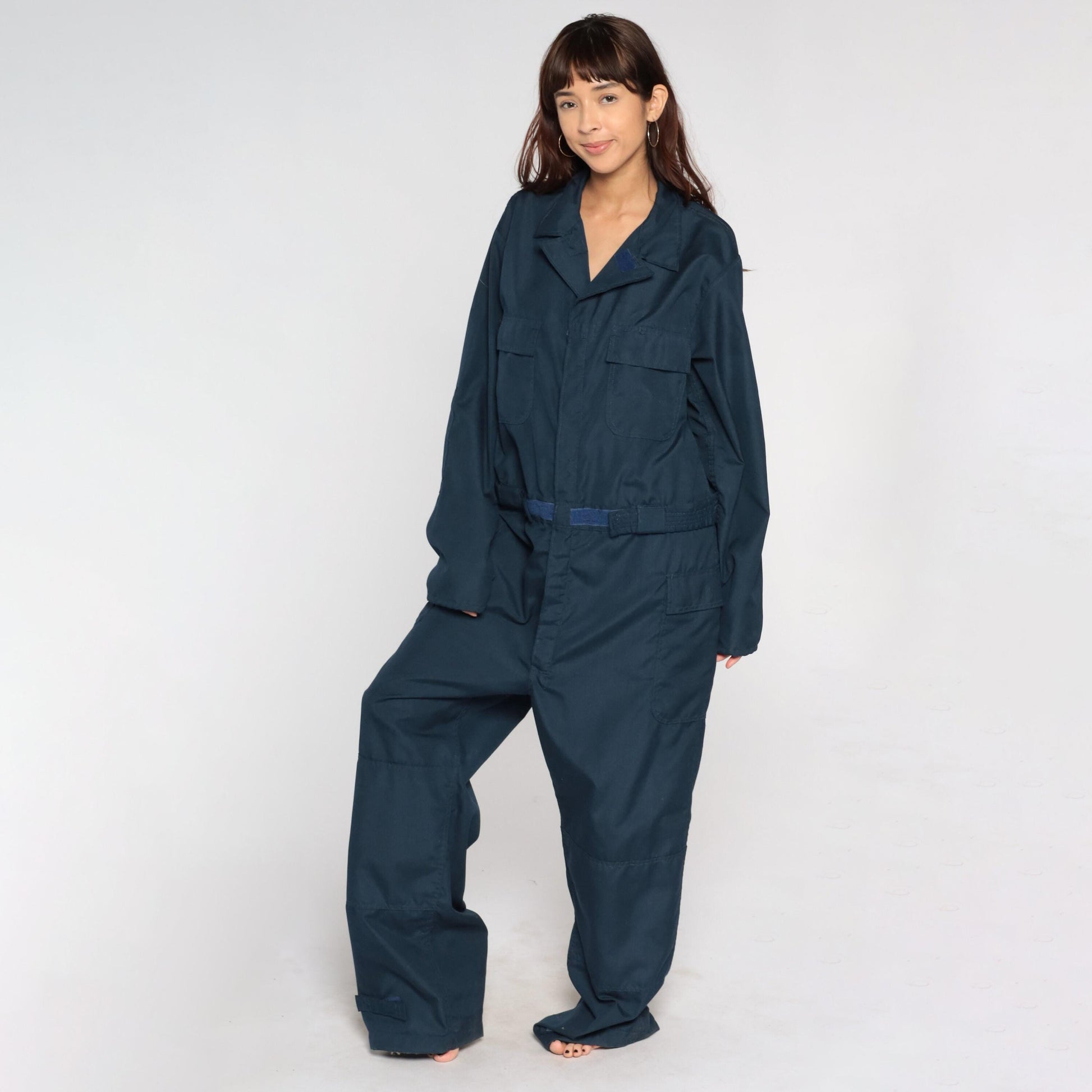 Vintage Navy Aramid Coveralls Long Sleeve Workwear Jumpsuit Men's Extra Large XL