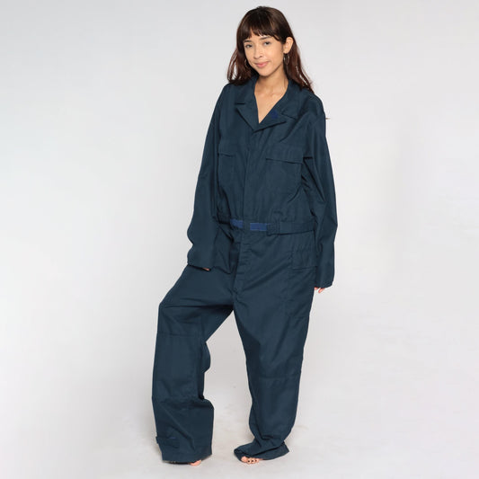 Vintage Navy Aramid Coveralls Long Sleeve Workwear Jumpsuit Men's Extra Large XL