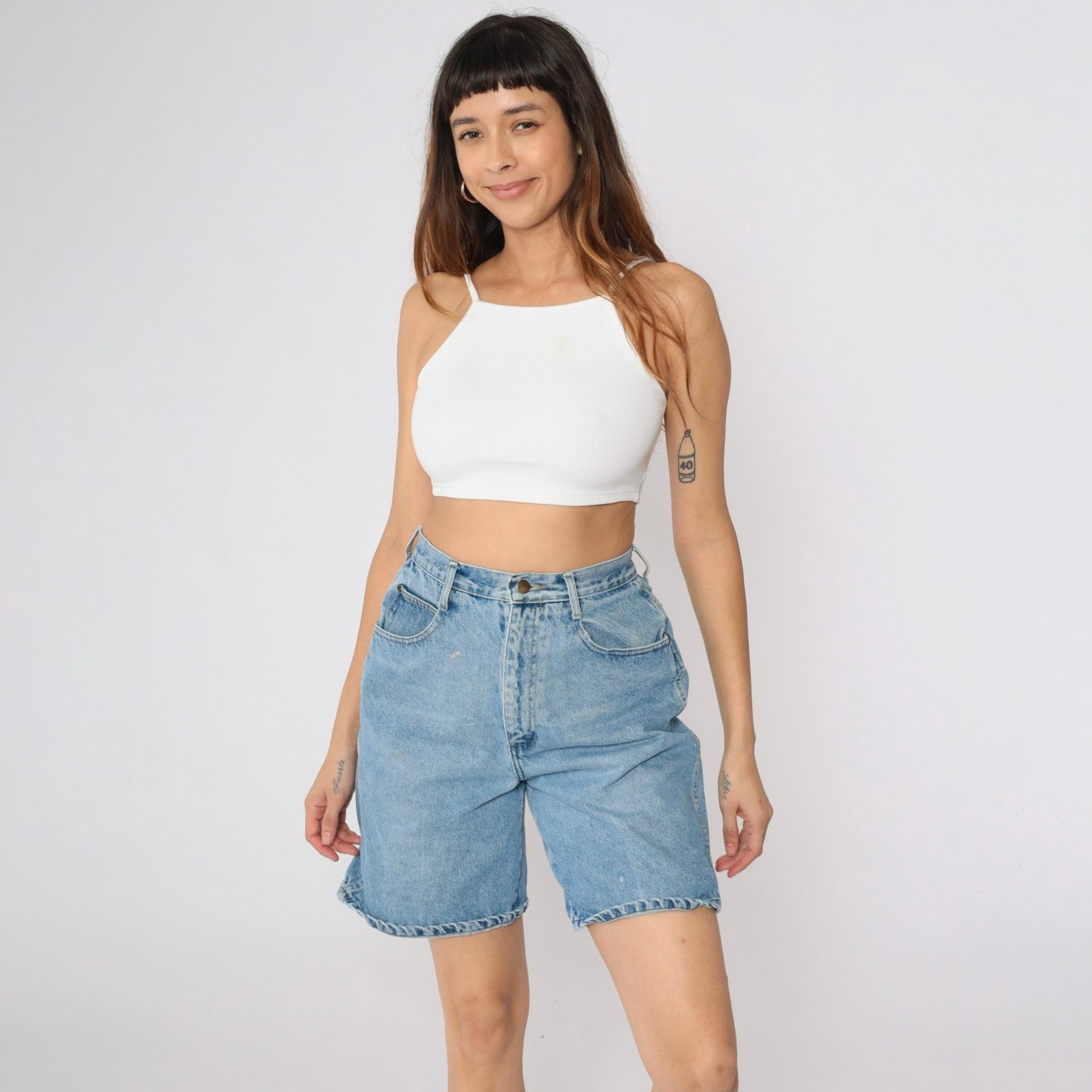 90s Backroad High-Waisted Denim Shorts Blue Small S