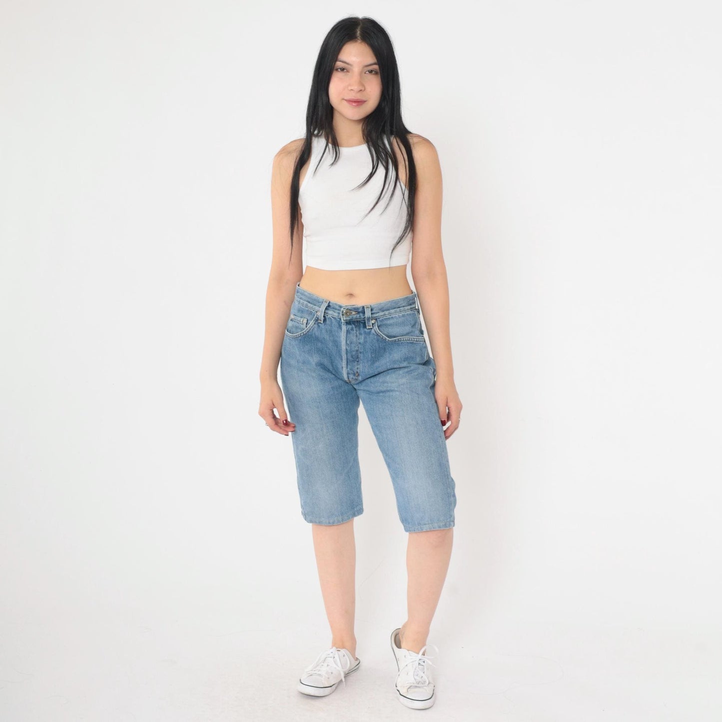 Y2K Mavi High-Waisted Denim Bermuda Shorts Blue Jean Small