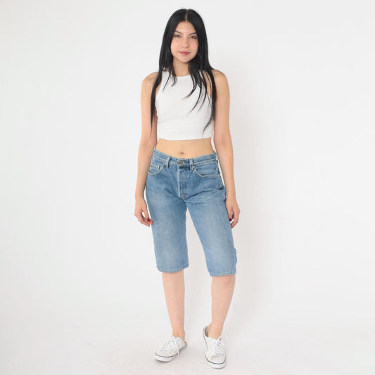 Y2K Mavi High-Waisted Denim Bermuda Shorts Blue Jean Small