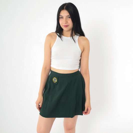1960s Girl Scout Cadette A-Line Skirt Dark Green Mini Extra Small