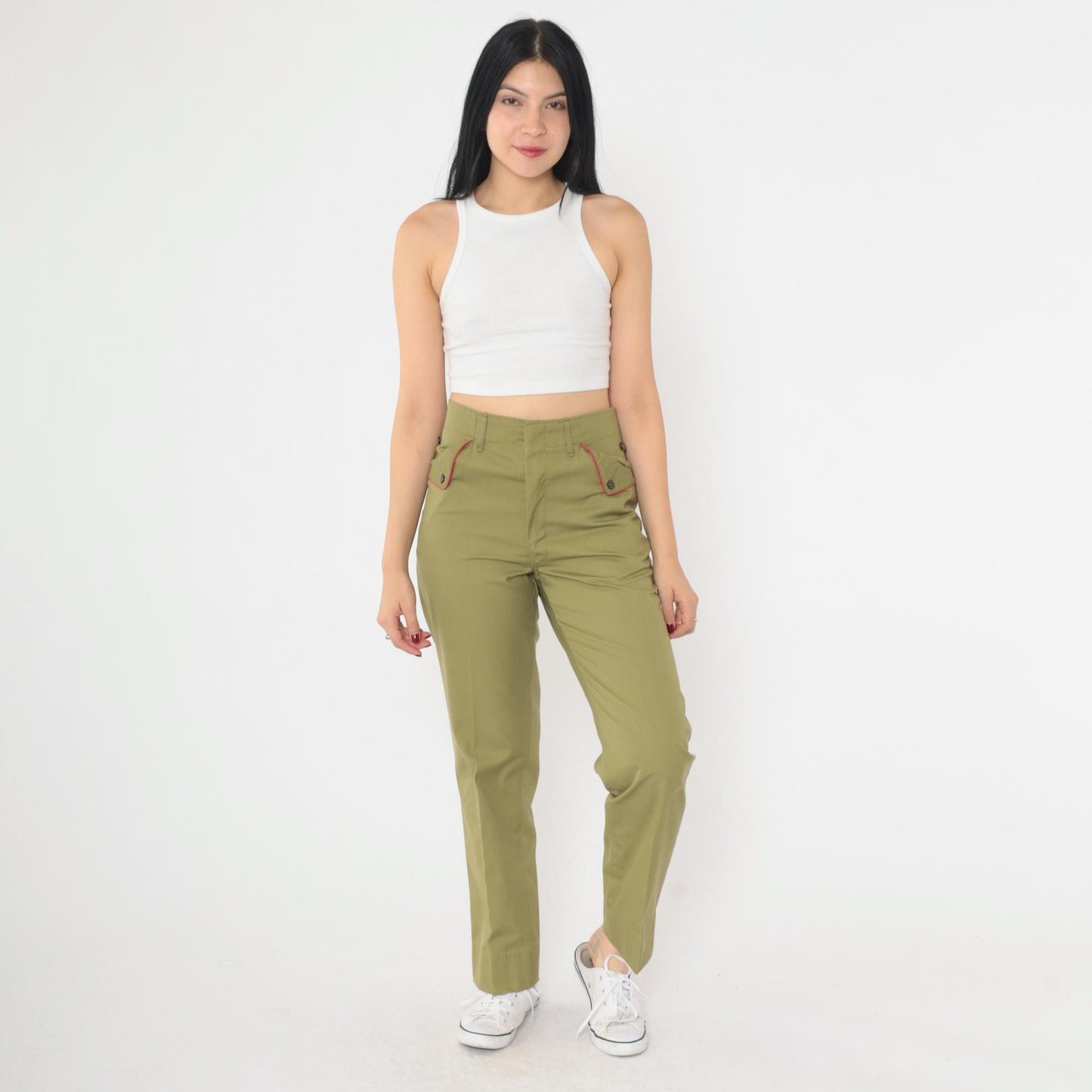 60s Boy Scouts of America Uniform Pants Olive Green High Waist Small
