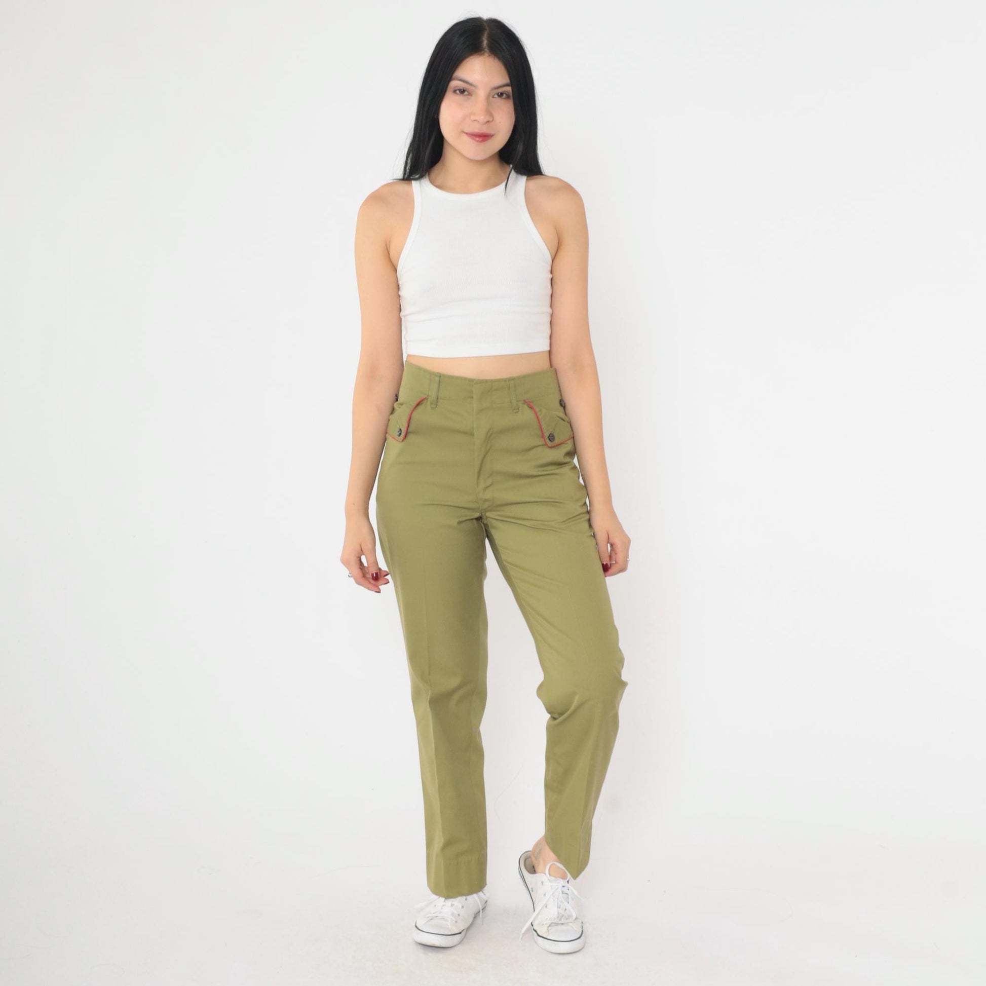 60s Boy Scouts of America Uniform Pants Olive Green High Waist Small