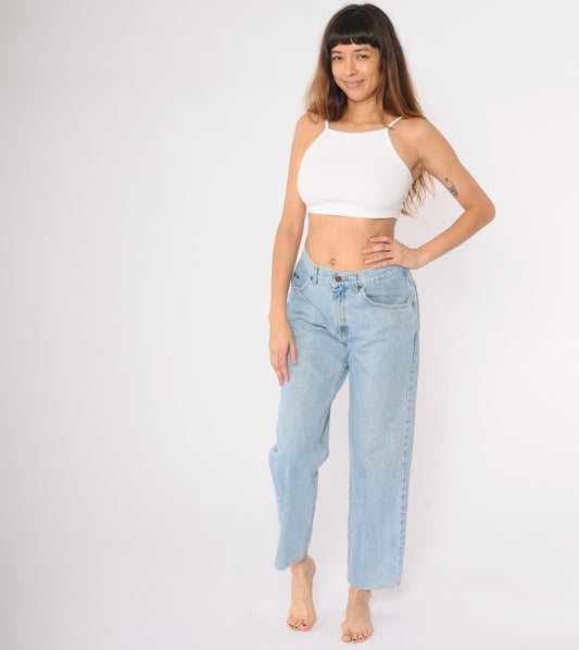 90s Lee High Waist Straight Leg Mom Jeans Blue Denim Medium