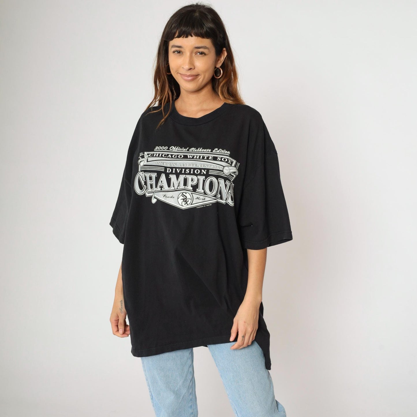 Y2K Chicago White Sox 2000 Division Champions Graphic Tee Black Cotton XXL