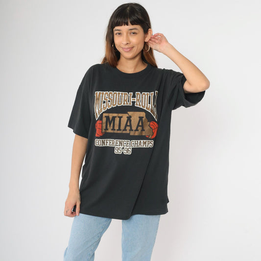 90s Missouri-Rolla MIAA Conference Champs Basketball Graphic Tee Black Extra Large