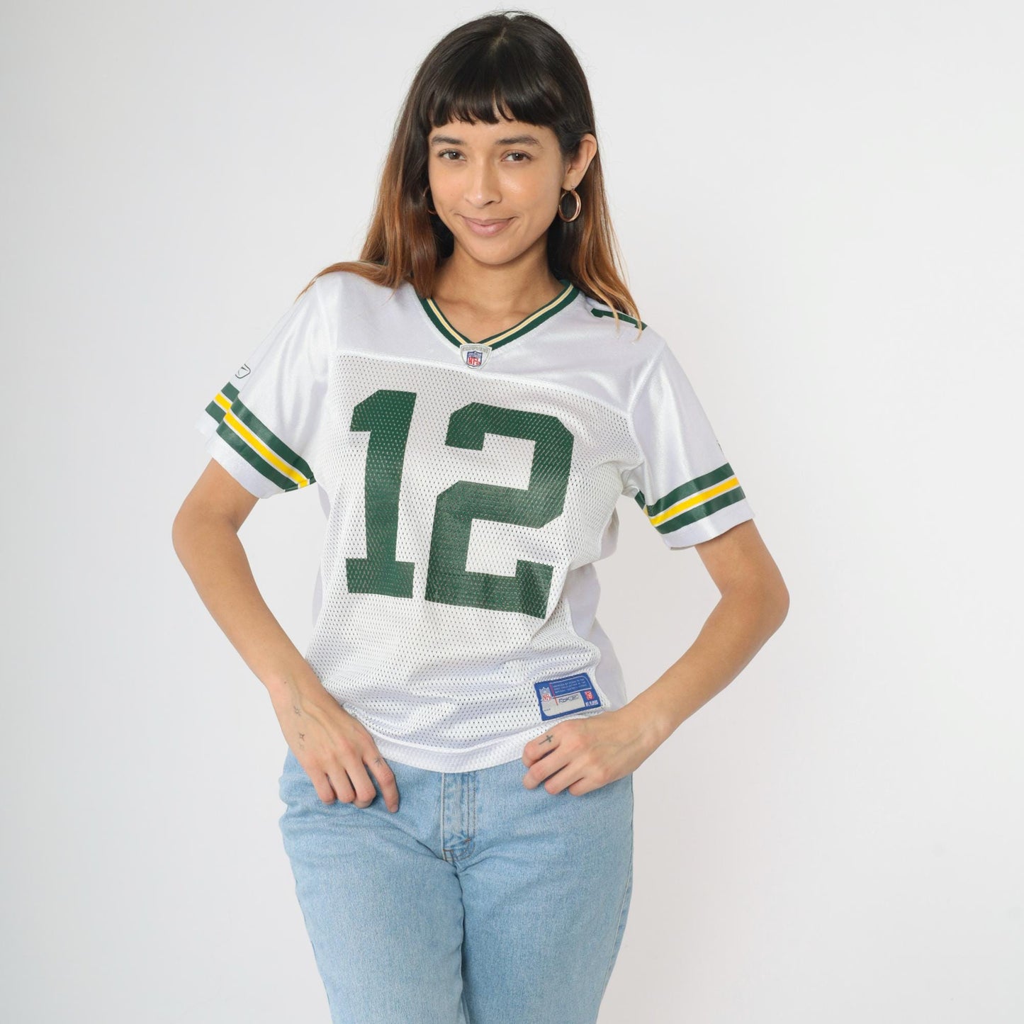 Aaron Rodgers Green Bay Packers Jersey Reebok NFL 2000s White Mesh Medium