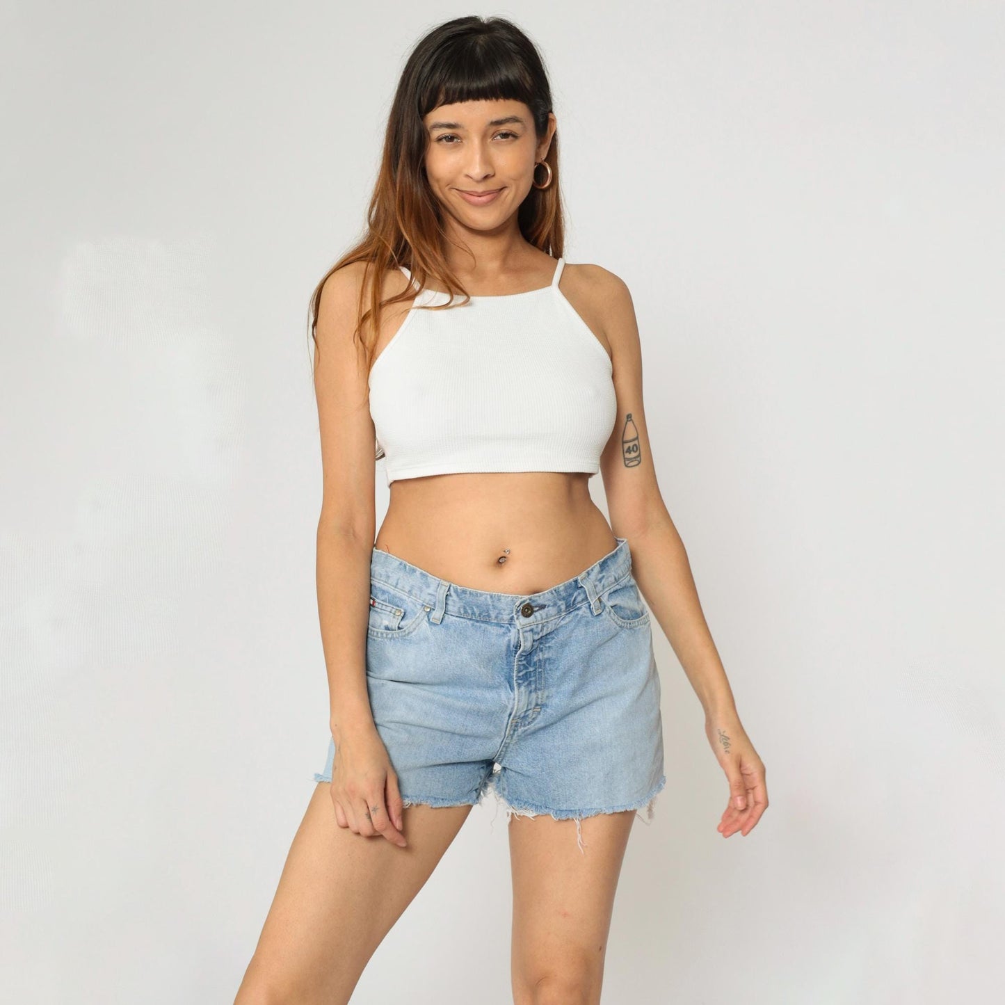 Y2K Tommy Hilfiger Blue Denim Cutoff Shorts Mid Rise Medium 10