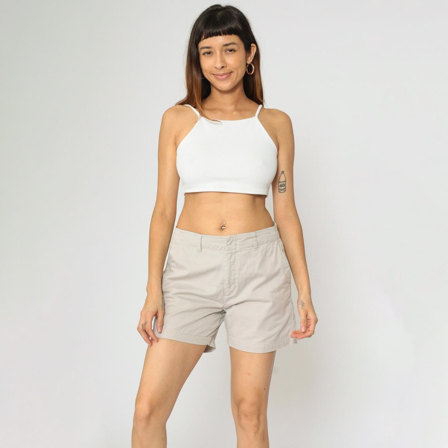 Calvin Klein Jeans Khaki Chino Shorts Mid Rise Cotton Beige Size 8
