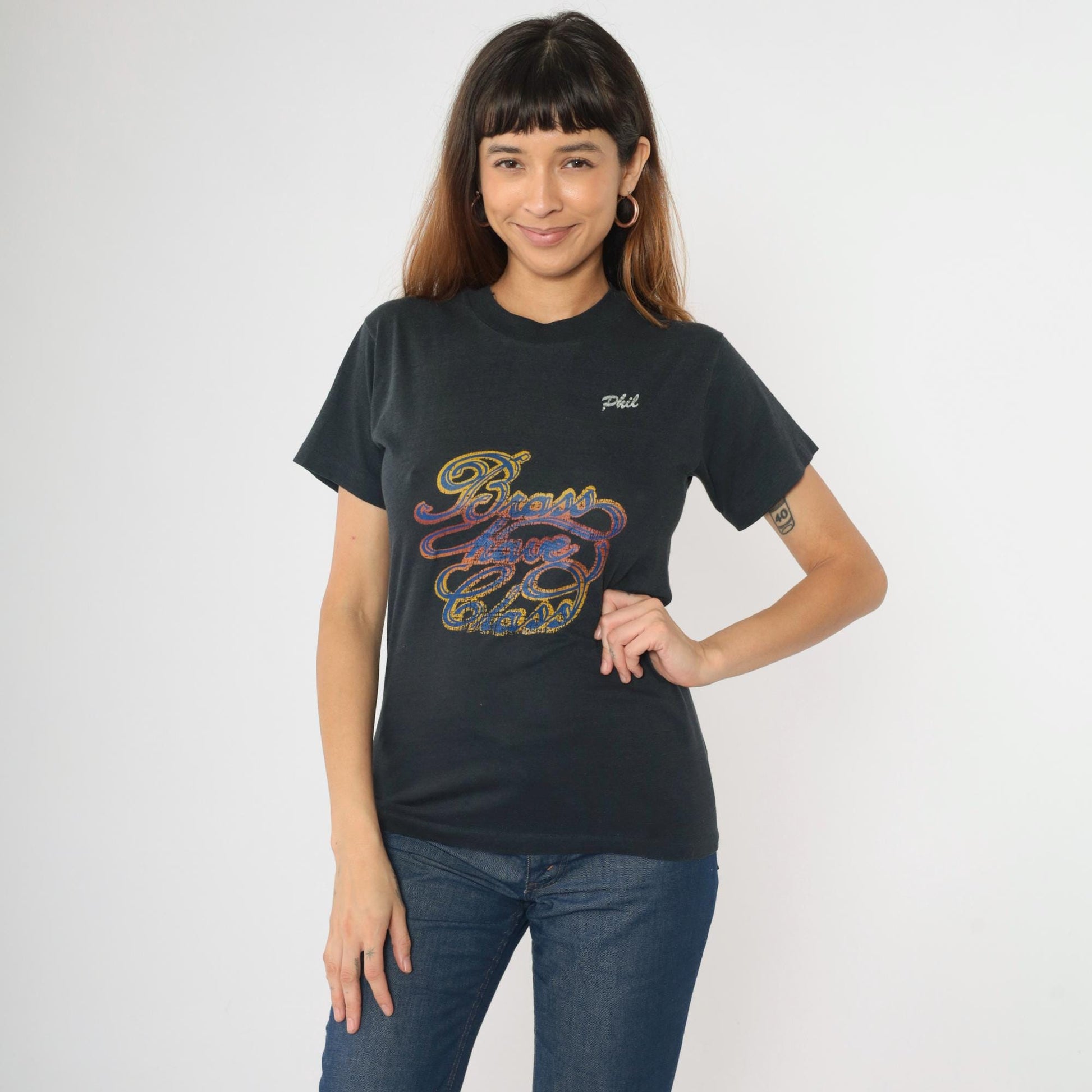 80s Brass Have Class Graphic T-Shirt Black Single Stitch Small
