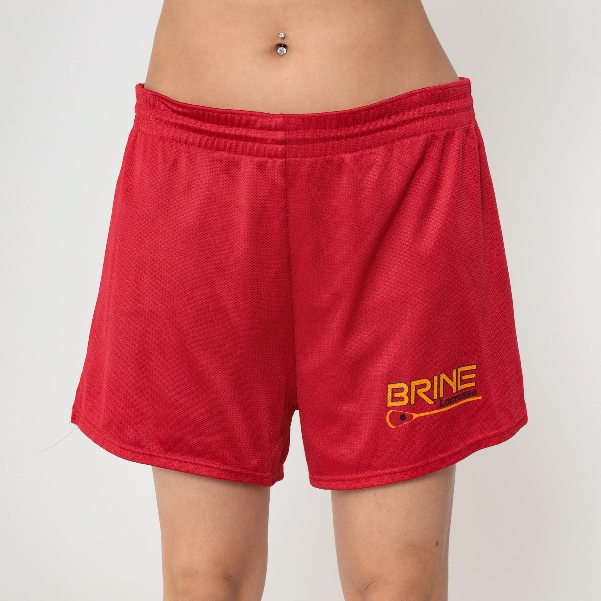 90s Brine Lacrosse Shorts Red Mesh Nylon Drawstring Extra Large XL