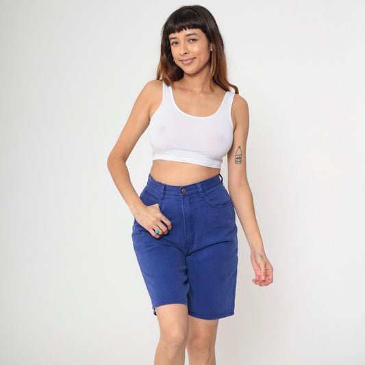 90s Bill Blass Indigo Denim Shorts High Waist Bermuda Length Small