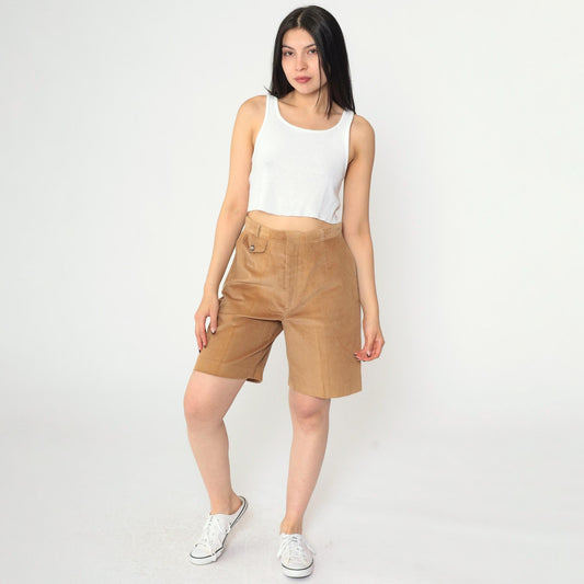 80s Tan Corduroy High-Waist Shorts Bermuda Small