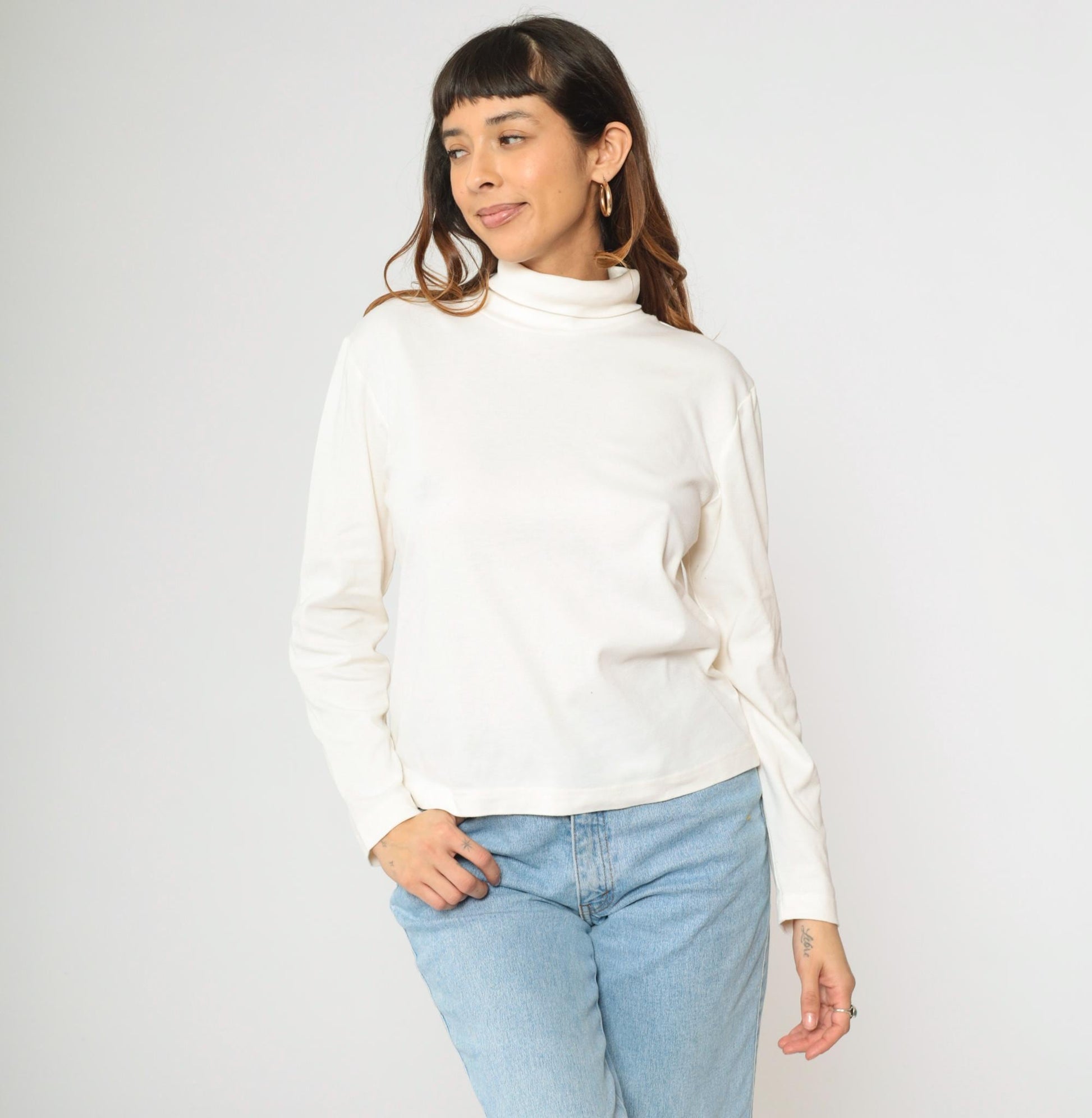 00s Christopher & Banks Off-White Turtleneck Long Sleeve Top Medium M