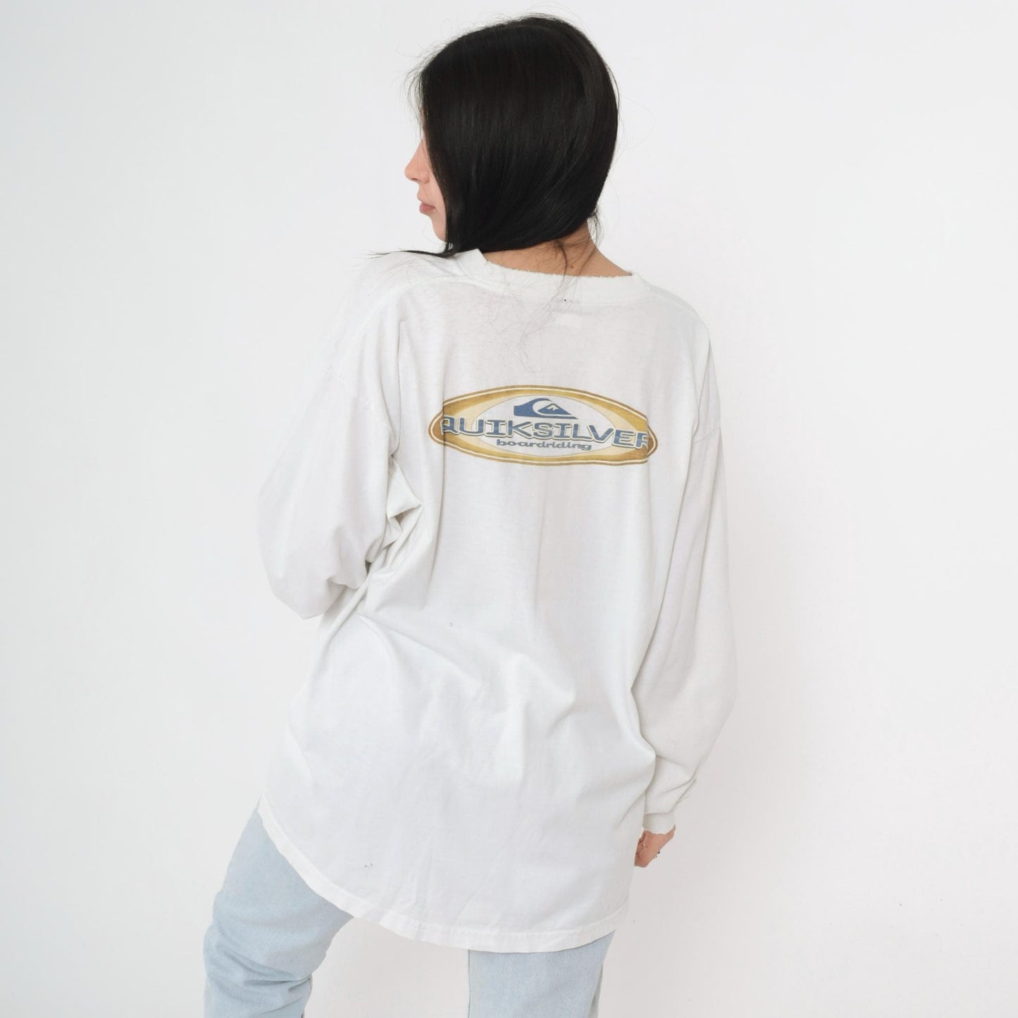 90s Quiksilver Boardriding Long Sleeve Graphic T-Shirt White Extra Large XL