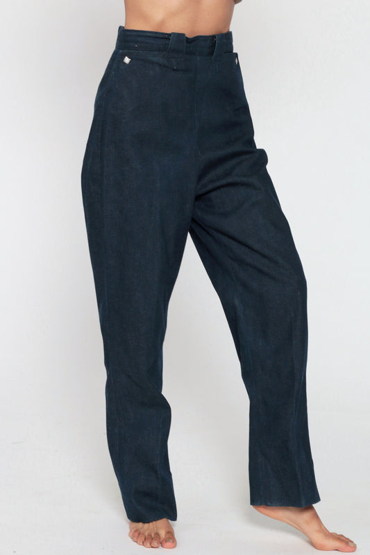 1950s Levi's Shorthorn Western Jeans Dark Blue Side Zip Sanforized Extra Small