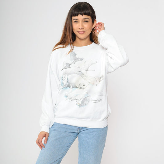 90s Hanes Wildlife Sweatshirt Arctic Animals National Wildlife Federation Extra Large