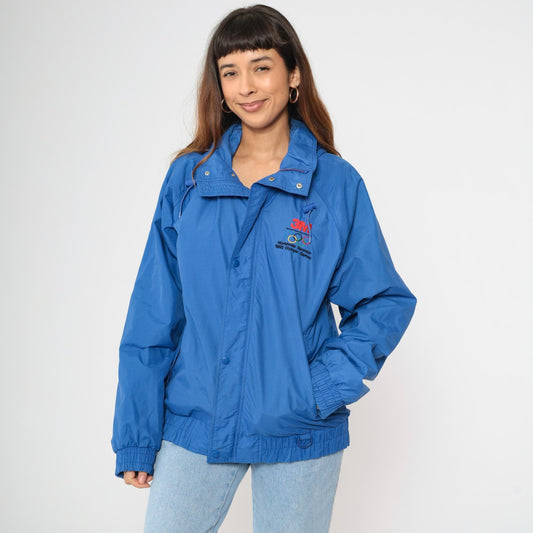 90s Gear for Sports Blue Windbreaker Jacket 3M Nylon Hooded Medium