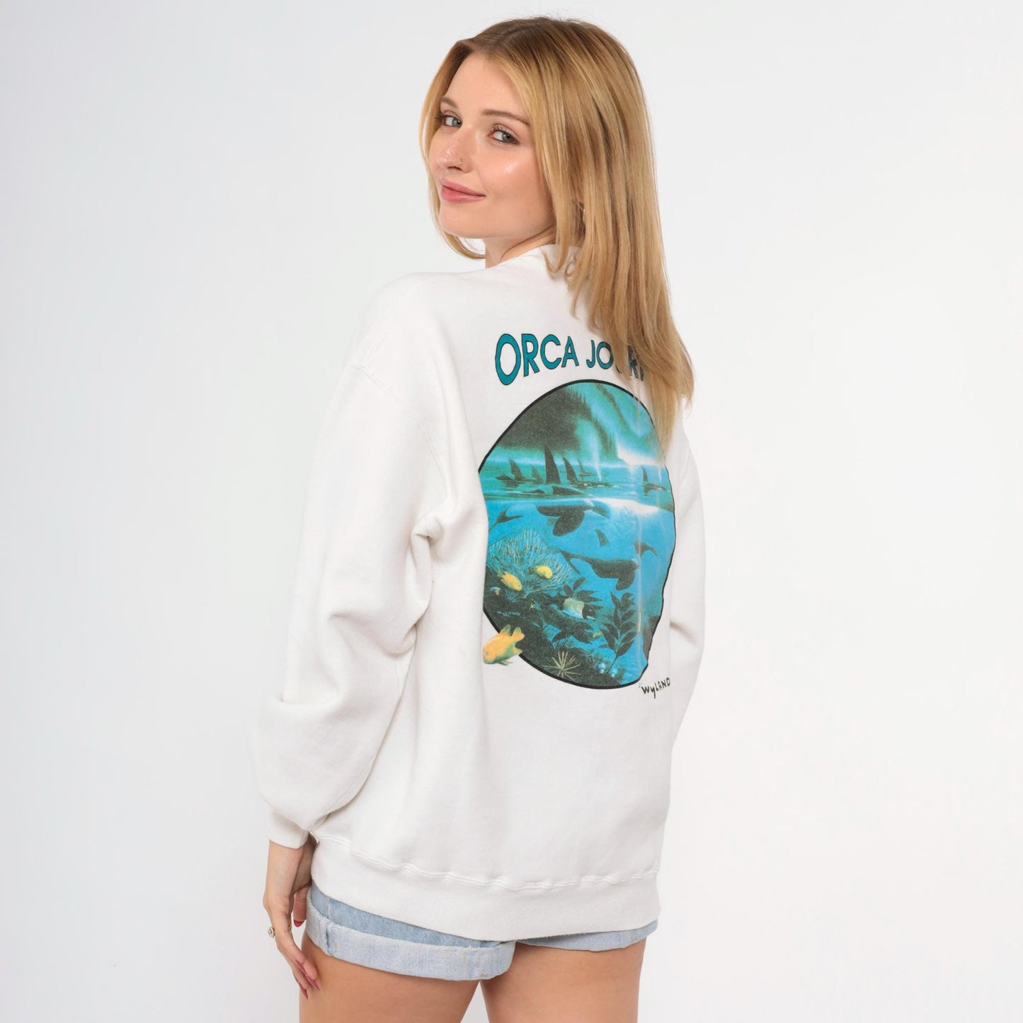 90s Jerzees Hawaii Orca Whale Graphic Sweatshirt Crewneck Medium