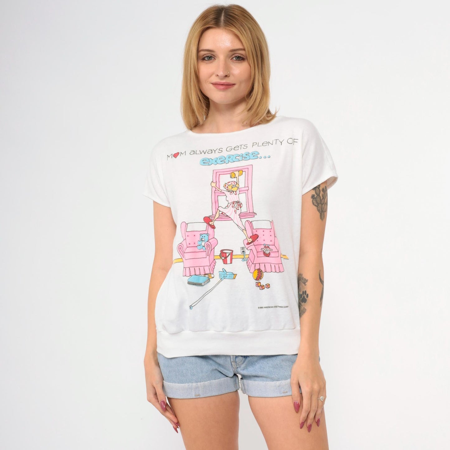 1988 American Greetings Mom Graphic T-Shirt White Cotton Tee Medium M