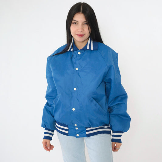 90s Gregory Electric Blue Bomber Jacket Nylon Snap Windbreaker Medium M