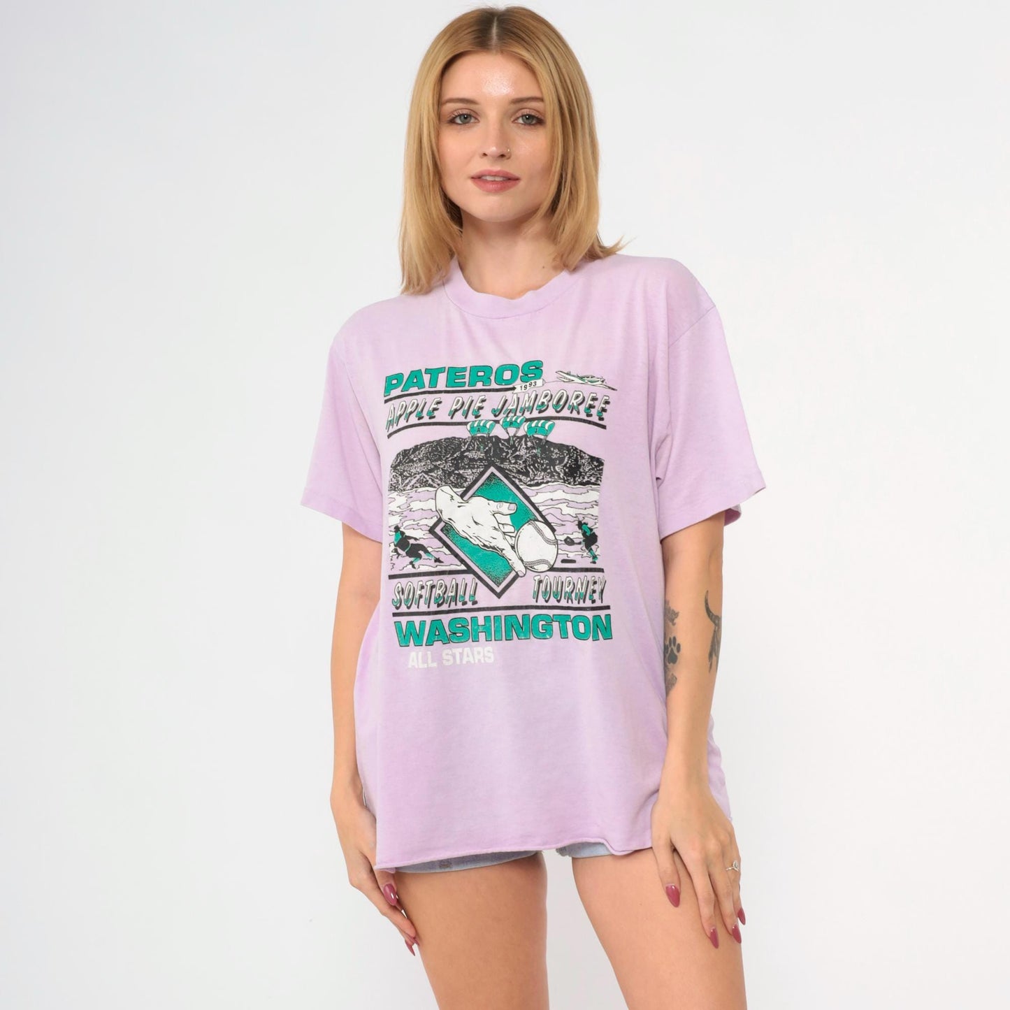 90s Jerzees Pateros Apple Pie Jamboree Softball Tournament T-Shirt Lavender Large L