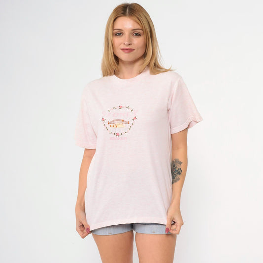 90s Sydney Australia Pink Embroidered Graphic T-Shirt Cotton Crewneck Medium