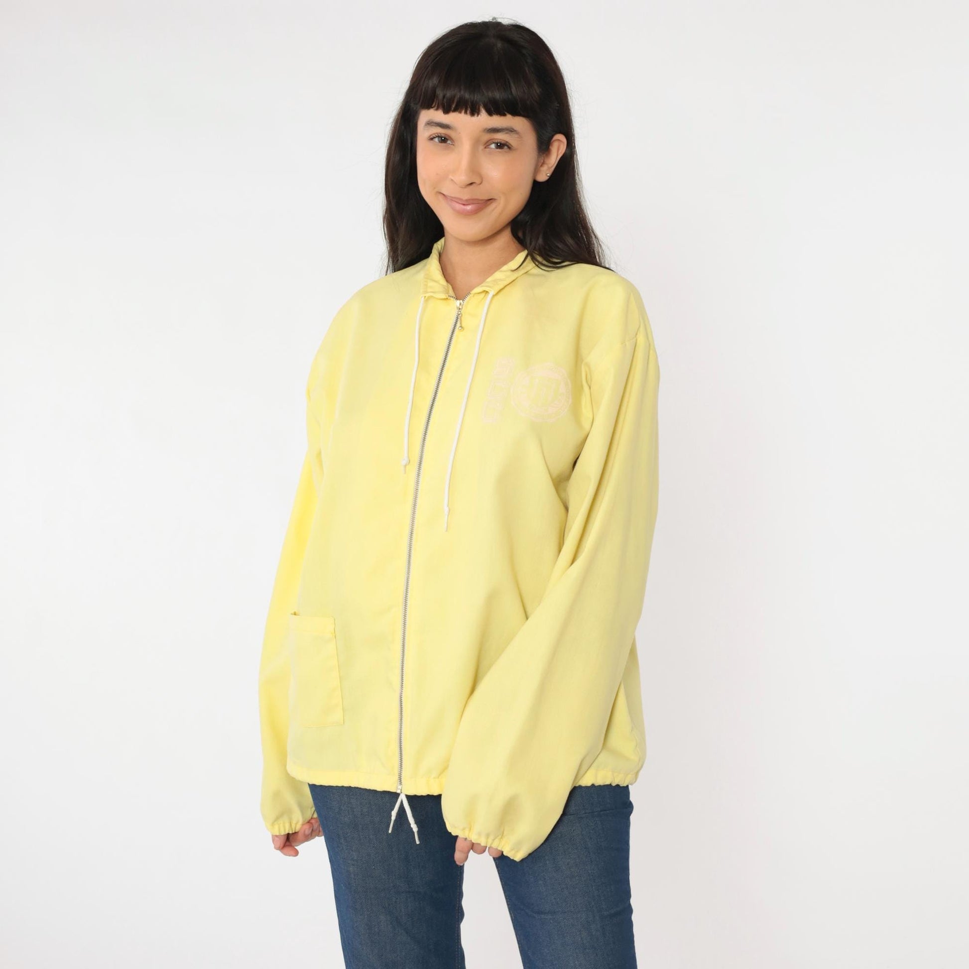 70s Artex SCC Yellow Windbreaker Jacket Logo Zip Men's Large L