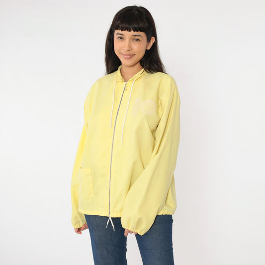 70s Artex SCC Yellow Windbreaker Jacket Logo Zip Men's Large L