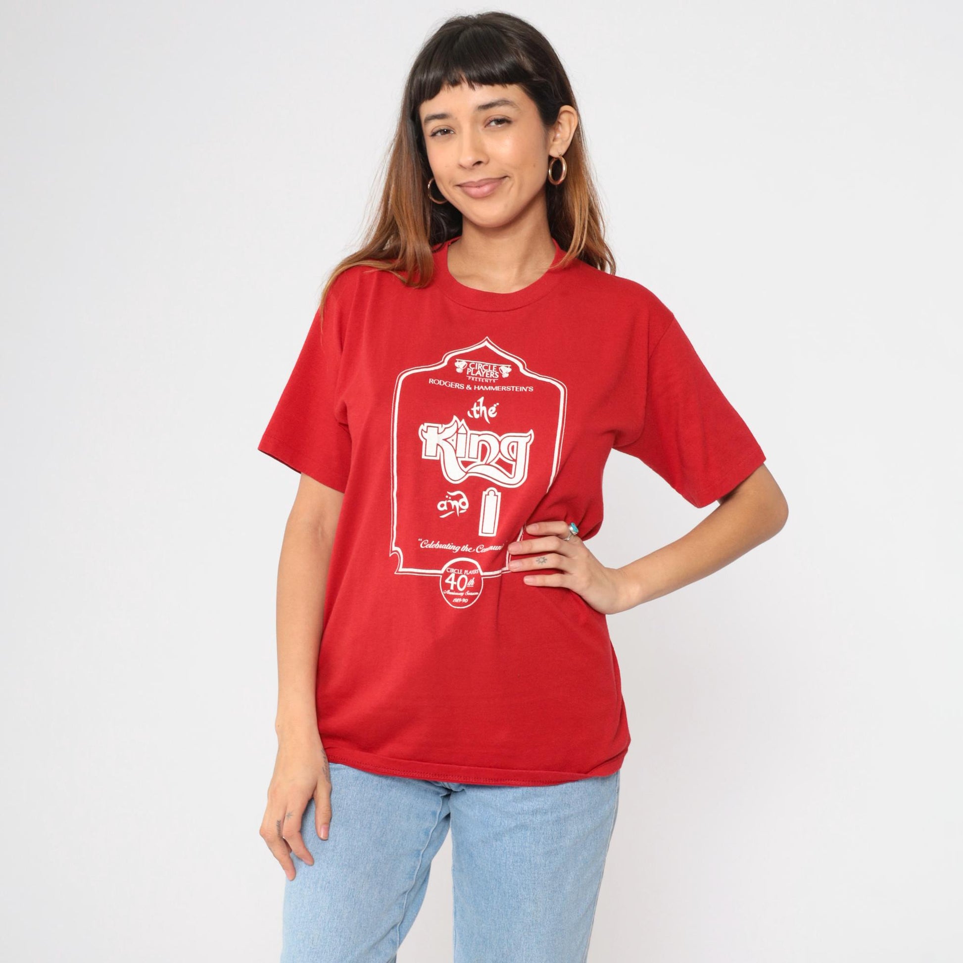 90s The King and I Circle Players Theater Graphic T-Shirt Red Medium