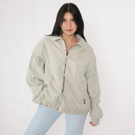 90s Members Only Jacket Grey Bomber Windbreaker Zip Moto Coat Extra Large XL