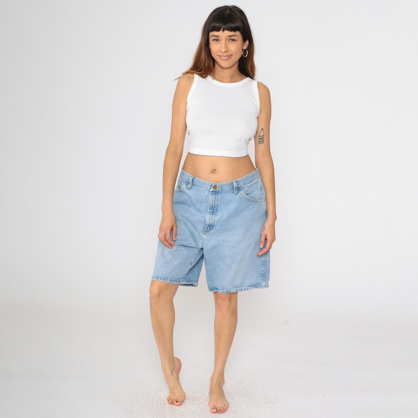 Y2K Wrangler Denim Shorts High Waist Bermuda Blue Cotton Men's 38