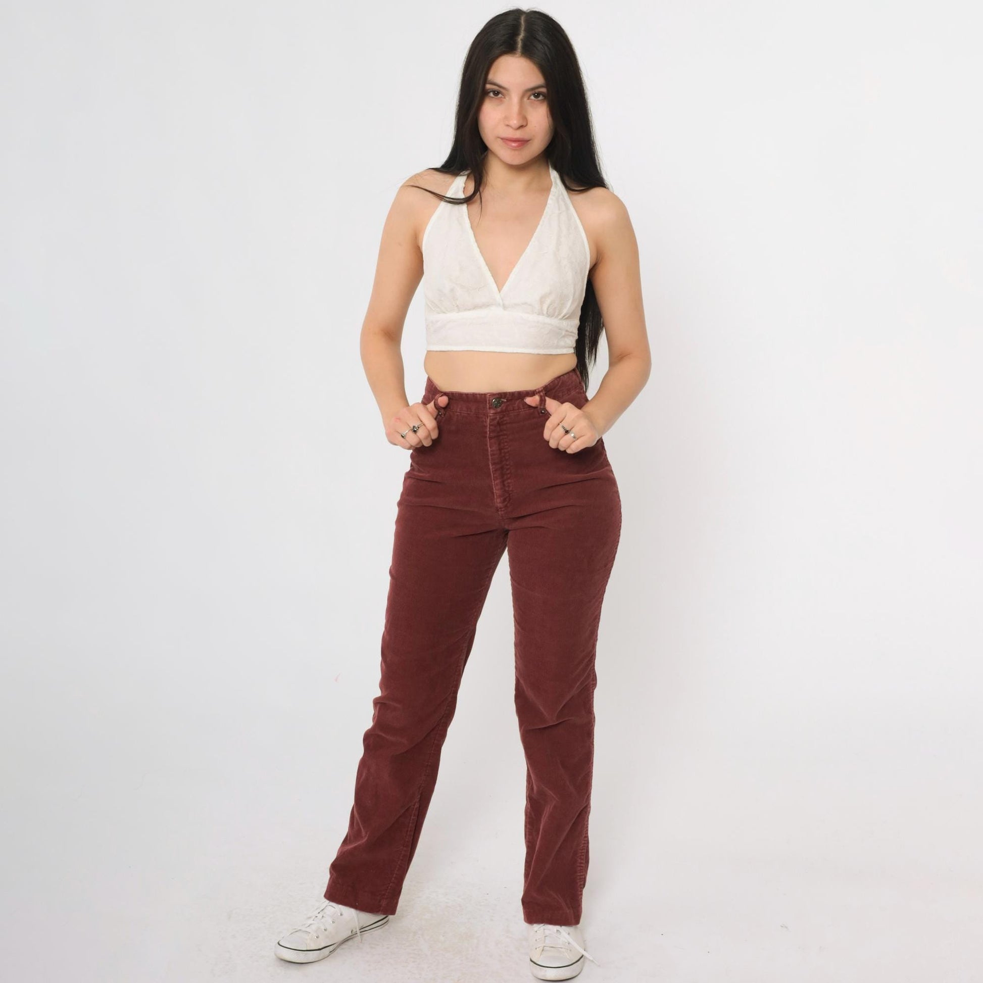 70s Chemin De Fer Corduroy Pants Redwood Brown High Waisted Straight Leg Extra Small