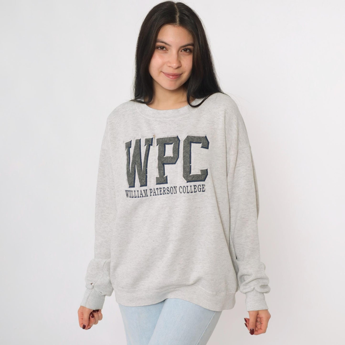 90s William Paterson College Jansport Sweatshirt Heather Grey Crewneck Large