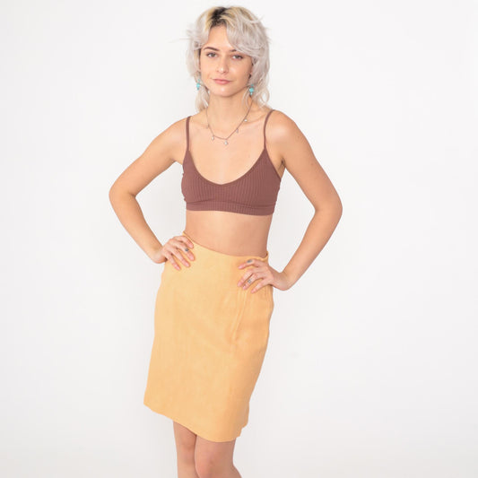 80s Peach Pencil Skirt High Waisted Mini Straight Cut Small