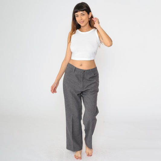 90s Wrangler Men's Straight Leg Trousers Flecked Grey High Rise 38x29
