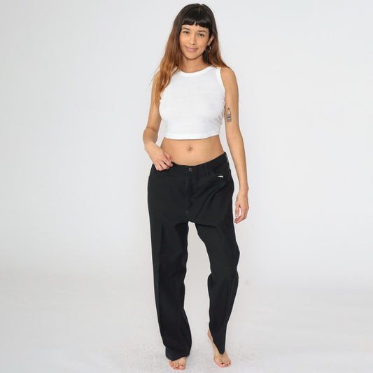 90s Wrangler Black Straight Leg Trousers High Rise Creased Men's 38x29