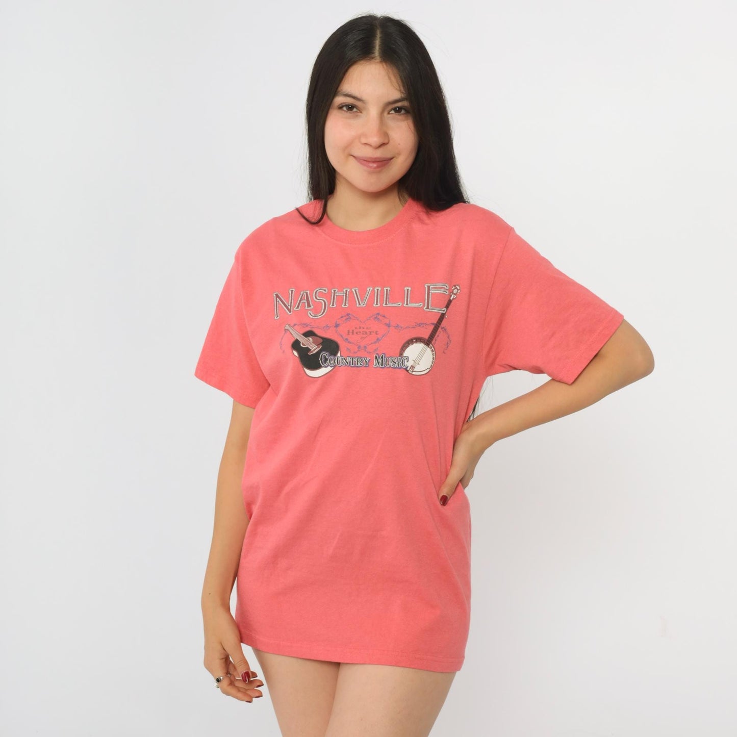 Y2K Nashville Country Music Graphic T-Shirt Pink Jerzees Small
