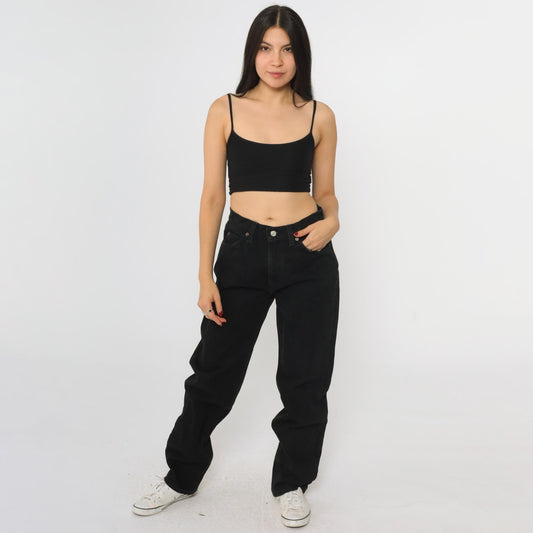 90s Levi's 961 Black Denim High-Waist Straight Leg Jeans Medium 8