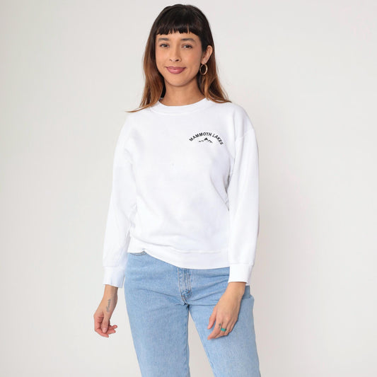 90s Mammoth Lakes California Embroidered Mountain Sweatshirt White Crewneck Medium M
