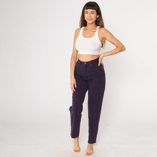 90s Moda Intl Purple High-Rise Mom Jeans Tapered Denim Small