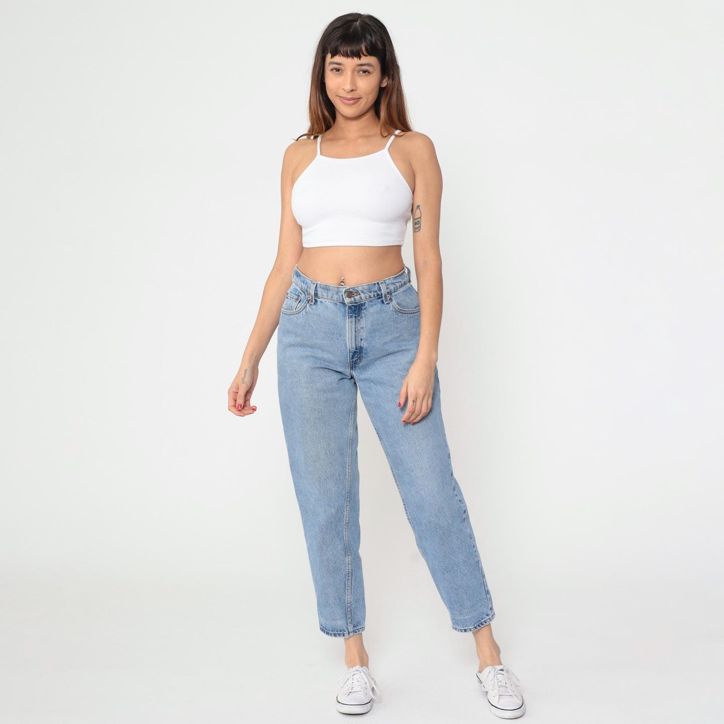 90s Levi's 550 High Waist Tapered Jeans Light Wash Denim Medium 29