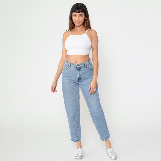 90s Levi's 550 High Waist Tapered Jeans Light Wash Denim Medium 29