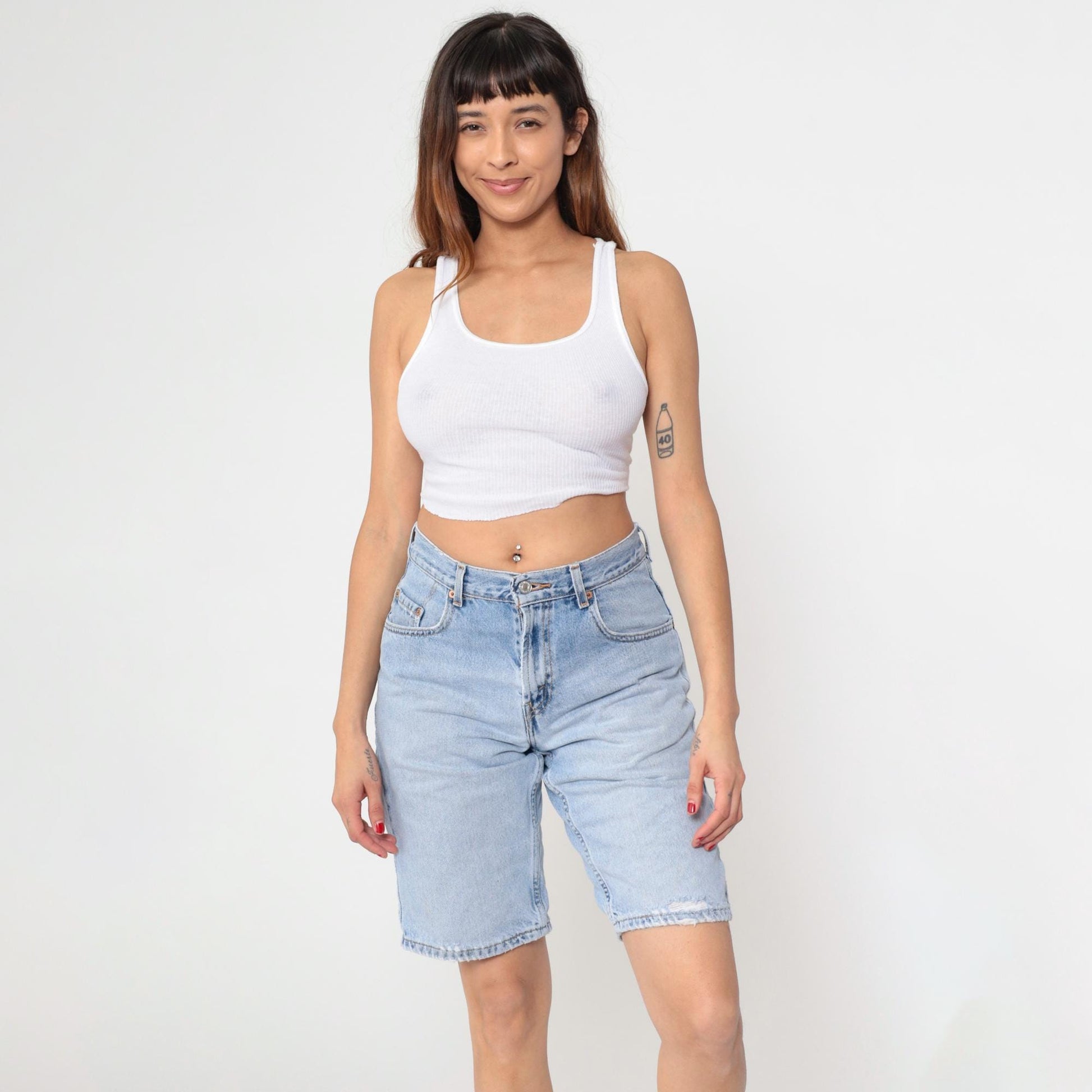 Y2K Levi's 569 High-Waisted Denim Shorts Blue Jean Small 28