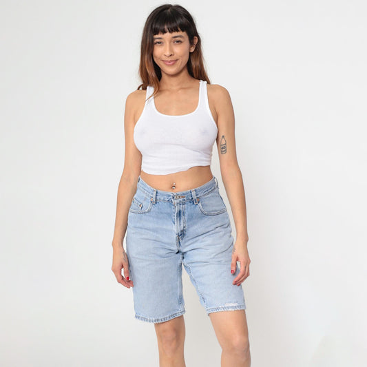 Y2K Levi's 569 High-Waisted Denim Shorts Blue Jean Small 28