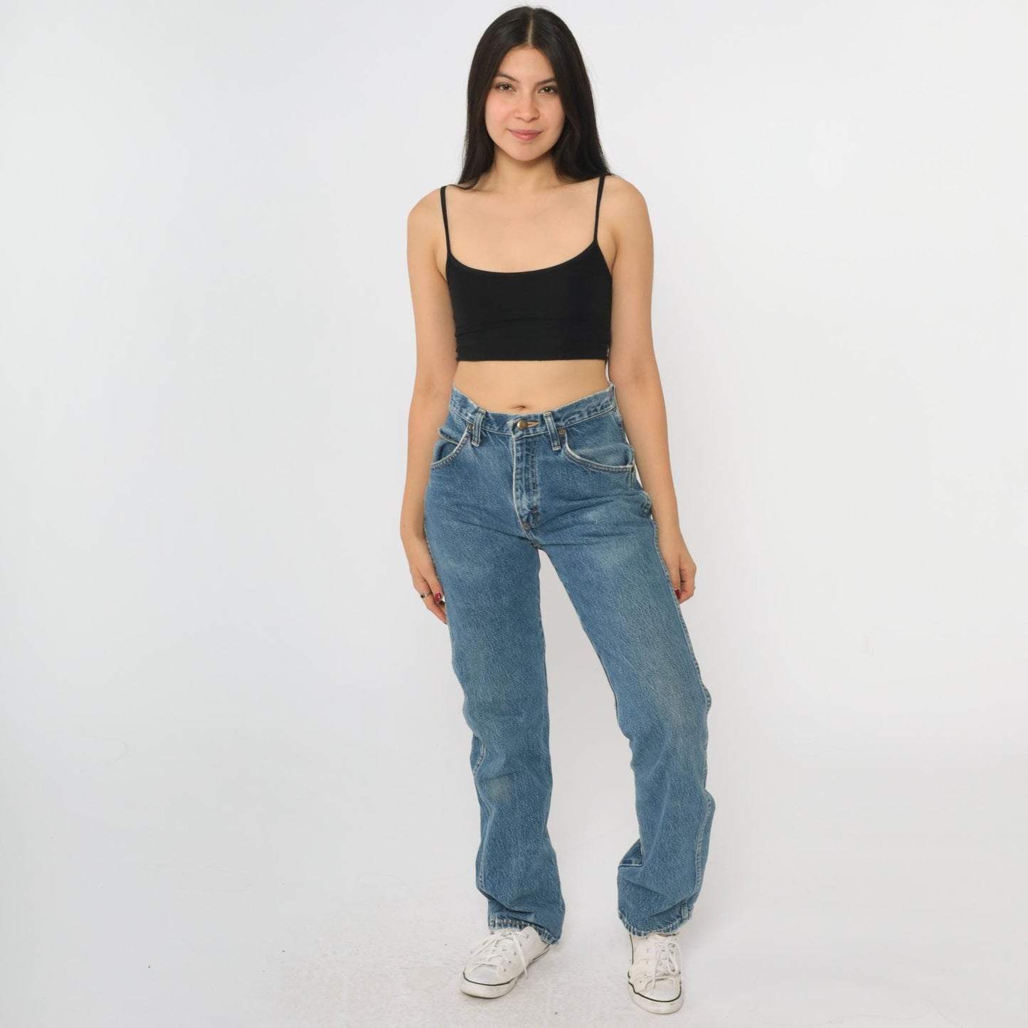 90s Wrangler Straight Leg High Rise Jeans Blue Denim Small 28