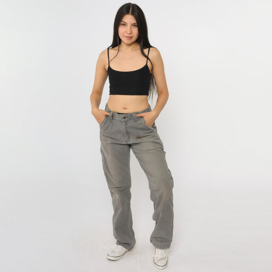 Y2K Carhartt Grey Utility Pants Straight Leg Distressed Men's 32x32