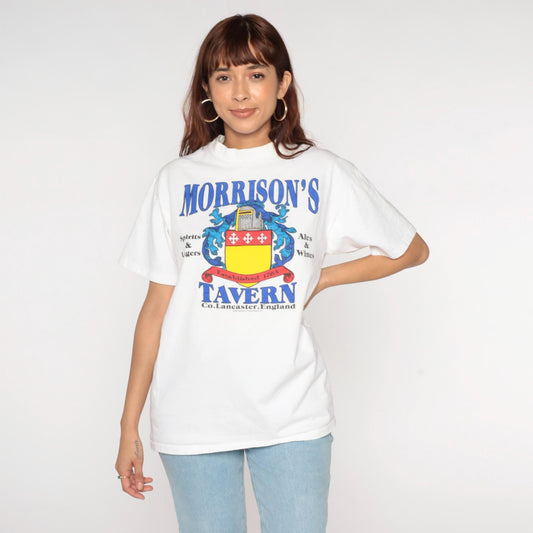 90s Morrison's Tavern Lancaster England Graphic T-Shirt White Large